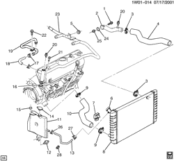 COOLING SYSTEM-GRILLE-OIL SYSTEM Chevrolet Lumina 2000-2002 W19-27 HOSES & PIPES/RADIATOR (LA1/3.4E)