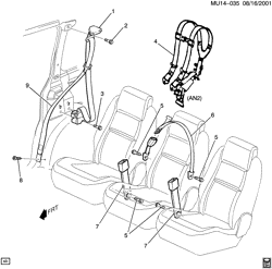 INTERIOR TRIM-FRONT SEAT TRIM-SEAT BELTS Chevrolet Venture APV 2001-2005 U SEAT BELTS/REAR (AL4)