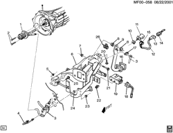 6-ЦИЛИНДРОВЫЙ ДВИГАТЕЛЬ Pontiac Firebird 1996-2002 F CLUTCH LINKAGE (L36/3.8K, M49)