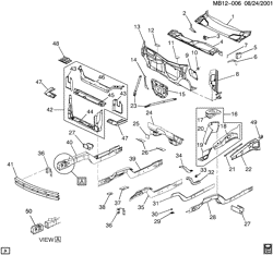 BODY MOLDINGS-SHEET METAL-REAR COMPARTMENT HARDWARE-ROOF HARDWARE Buick Rendezvous 2002-2007 B SHEET METAL/BODY PART 1 ENGINE COMPARTMENT