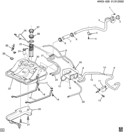 FUEL SYSTEM-EXHAUST-EMISSION SYSTEM Buick Century 2000-2004 W FUEL TANK & FILLER PIPE