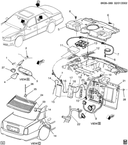 BODY MOUNTING-AIR CONDITIONING-AUDIO/ENTERTAINMENT Cadillac Seville 2001-2001 KE COMMUNICATION SYSTEM ONSTAR(UE1)