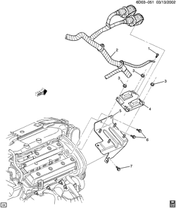 FUEL SYSTEM-EXHAUST-EMISSION SYSTEM Cadillac CTS 2003-2004 D69 E.C.M. MODULE & RELATED PARTS (LY9/2.6M,LA3/3.2N)