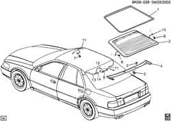 BODY MOUNTING-AIR CONDITIONING-AUDIO/ENTERTAINMENT Cadillac Seville 1998-2001 KS,KY ANTENNA/AUDIO