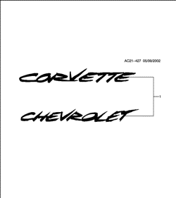 ACCESSORIOS Chevrolet Corvette 2002-2004 Y PAQUETE DE ETIQUETA/LATERAL DE LA CARROCERÍA