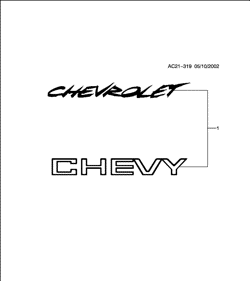 ДОПОЛНИТЕЛЬНОЕ ОБОРУДОВАНИЕ Chevrolet Venture APV 2002-2005 U DECAL PKG/WINDSHIELD