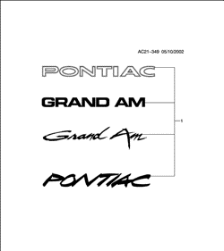 ДОПОЛНИТЕЛЬНОЕ ОБОРУДОВАНИЕ Pontiac Grand Am 2002-2005 N DECAL PKG/WINDSHIELD & BODY SIDE