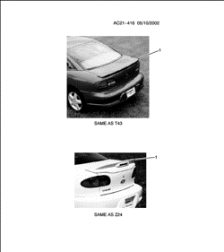 ACCESSORIOS Chevrolet Cavalier 2002-2002 J SPOILER PKG/REAR COMPARTMENT LID