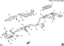 FUEL SYSTEM-EXHAUST-EMISSION SYSTEM Chevrolet Cavalier 2001-2002 J EXHAUST SYSTEM (LN2/2.2-4)