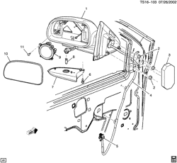 CAB AND BODY PARTS-WIPERS-MIRRORS-DOORS-TRIM-SEAT BELTS Saab 9-7X 2005-2009 T1 MIRROR/OUTSIDE REAR VIEW (DS3)