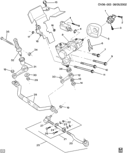 FRONT SUSPENSION-STEERING Cadillac Catera 1997-2001 V STEERING GEAR & LINKAGE