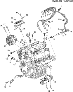 LÂMPADAS-ELÉTRICAS-IGNIÇÃO-GERADOR-MOTOR DE ARRANQUE Buick Regal 2000-2002 W ENGINE ELECTRICAL (LG8/3.1J)