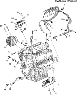 LÂMPADAS-ELÉTRICAS-IGNIÇÃO-GERADOR-MOTOR DE ARRANQUE Buick Century 2003-2004 W ENGINE ELECTRICAL (LG8/3.1J)