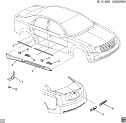 BODY MOLDINGS-SHEET METAL-REAR COMPARTMENT HARDWARE-ROOF HARDWARE Cadillac CTS 2003-2003 D69 MOLDINGS/BODY-BELOW BELT