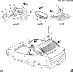 BODY MOUNTING-AIR CONDITIONING-AUDIO/ENTERTAINMENT Chevrolet Cavalier 2003-2005 J COMMUNICATION SYSTEM ONSTAR(UE1)