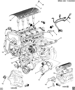 СТАРТЕР-ГЕНЕРАТОР-СИСТЕМА ЗАЖИГАНИЯ-ЭЛЕКТРООБОРУДОВАНИЕ-ЛАМПЫ Chevrolet Malibu 1997-1999 N ENGINE ELECTRICAL (LD9/2.4T)