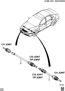 FRONT SUSPENSION-STEERING Chevrolet Optra (Canada) 2004-2007 J DRIVE AXLE/FRONT (ASSEMBLY)