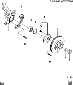FRONT SUSPENSION-STEERING Chevrolet Optra (Canada) 2004-2007 J HUB & DISC/FRONT