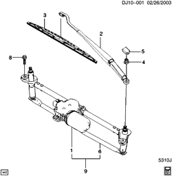 WINDSHIELD-WIPER-MIRRORS-INSTRUMENT PANEL-CONSOLE-DOORS Chevrolet Optra (Canada) 2004-2007 J WIPER SYSTEM/WINDSHIELD