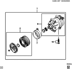 BODY MOUNTING-AIR CONDITIONING-AUDIO/ENTERTAINMENT Chevrolet Optra 2004-2007 J A/C COMPRESSOR ASM