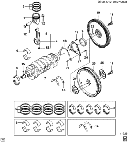 4-CYLINDER ENGINE Chevrolet Aveo Hatchback (NON CANADA AND US) 2004-2007 T CRANKSHAFT, PISTON & FLYWHEEL & RELATED PARTS (LY4/1.2L)