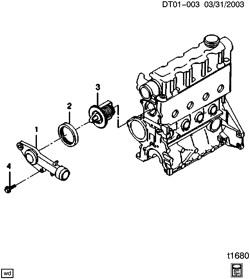 COOLING SYSTEM-GRILLE-OIL SYSTEM Chevrolet Aveo Sedan (NON CANADA AND US) 2004-2007 T ENGINE COOLANT THERMOSTAT & HOUSING (LBJ/1.4L,LV8/1.5-Y)