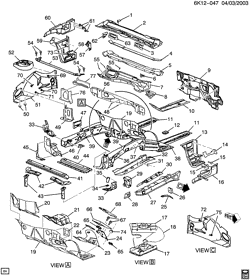 BODY MOLDINGS-SHEET METAL-REAR COMPARTMENT HARDWARE-ROOF HARDWARE Cadillac Seville 1998-1999 KS,KY SHEET METAL/BODY PART 1-ENGINE COMPARTMENT & DASH(LHD)