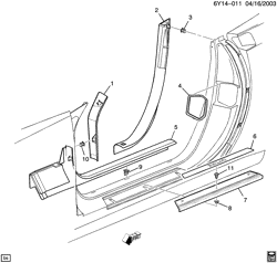 INTERIOR TRIM-FRONT SEAT TRIM-SEAT BELTS Cadillac XLR 2004-2009 Y TRIM/DOOR OPENING