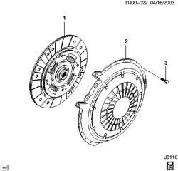 5-CYLINDER ENGINE Chevrolet Optra 2004-2007 J CLUTCH COVER & PLATE