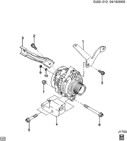 STARTER-GENERATOR-IGNITION-ELECTRICAL-LAMPS Chevrolet Optra (Canada) 2004-2007 J GENERATOR MOUNTING