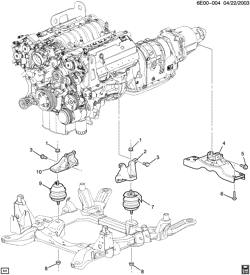 8-ЦИЛИНДРОВЫЙ ДВИГАТЕЛЬ Cadillac SRX 2004-2006 E ENGINE & TRANSMISSION MOUNTING-V8 (LH2/4.6A, MV3)