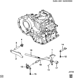 TRANSMISSÃO MANUAL 4 MARCHAS Chevrolet Optra 2004-2007 J AUTOMATIC TRANSMISSION (ML4) PART 4 MANUAL SHAFT, PARKING PAWL AND ACTUATOR ASSEMBLY