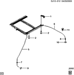 BODY MOLDINGS-SHEET METAL-REAR COMPARTMENT HARDWARE-ROOF HARDWARE Chevrolet Optra (Canada) 2004-2007 J SUNROOF DRAINAGE