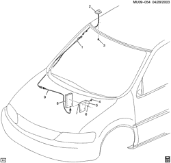 BODY MOUNTING-AIR CONDITIONING-AUDIO/ENTERTAINMENT Buick Terraza (2WD) 2005-2006 UX1 ANTENNA/DIGITAL AUDIO (U2K)