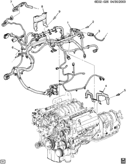 LÂMPADAS-ELÉTRICAS-IGNIÇÃO-GERADOR-MOTOR DE ARRANQUE Cadillac STS 2005-2007 DW29 WIRING HARNESS/ENGINE (LH2/4.6A)