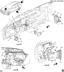 BODY MOUNTING-AIR CONDITIONING-AUDIO/ENTERTAINMENT Cadillac SRX 2004-2006 E AUDIO SYSTEM/SPEAKERS & AMPLIFIER(U57)