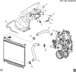 COOLING SYSTEM-GRILLE-OIL SYSTEM Saab 9-7X 2008-2009 T1 RADIATOR HOSES (LH6/5.3M,LS2/6.0H)
