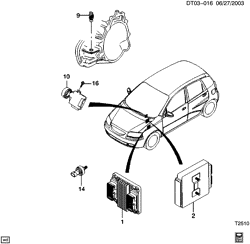 FUEL SYSTEM-EXHAUST-EMISSION SYSTEM Chevrolet Aveo Sedan (NON CANADA AND US) 2004-2007 T EMISSION CONTROLS MODULES