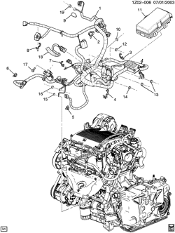 СТАРТЕР-ГЕНЕРАТОР-СИСТЕМА ЗАЖИГАНИЯ-ЭЛЕКТРООБОРУДОВАНИЕ-ЛАМПЫ Chevrolet Malibu (New Model) 2004-2006 Z WIRING HARNESS/ENGINE (LX9/3.5-8)