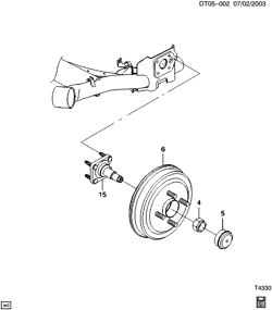 BRAKES-REAR AXLE-PROPELLER SHAFT-WHEELS Chevrolet Aveo Hatchback (NON CANADA AND US) 2004-2004 T HUB & DRUM/REAR