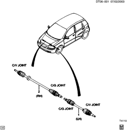 ПЕРЕДН. ПОДВЕКА, УПРАВЛ. Chevrolet Aveo Hatchback (Canada and US) 2004-2008 T DRIVE AXLE/FRONT SHAFT (ASSEMBLY)