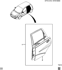 ВЕТРОВОЕ СТЕКЛО-СТЕКЛООЧИСТИТЕЛЬ-ЗЕРКАЛА-ПРИБОРНАЯ ПАНЕЛЬ-КОНСОЛЬ-ДВЕРИ Chevrolet Aveo Hatchback (Canada and US) 2004-2008 T DOOR PANEL & TRIM/REAR