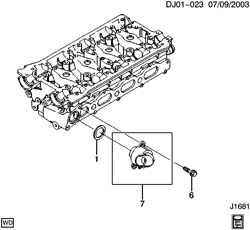 COOLING SYSTEM-GRILLE-OIL SYSTEM Chevrolet Optra 2004-2007 J ENGINE COOLANT THERMOSTAT & HOUSING (L91,L95)