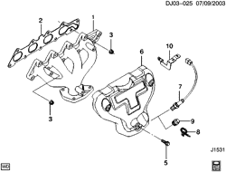 FUEL SYSTEM-EXHAUST-EMISSION SYSTEM Chevrolet Optra 2004-2007 J EXHAUST MANIFOLD ASSEMBLY(L91,L95)