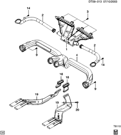 BODY MOUNTING-AIR CONDITIONING-AUDIO/ENTERTAINMENT Chevrolet Aveo Hatchback (Canada and US) 2004-2008 T AIR DISTRIBUTION ASM