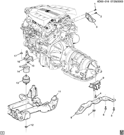6-ЦИЛИНДРОВЫЙ ДВИГАТЕЛЬ Cadillac CTS 2005-2007 DM69 ENGINE & TRANSMISSION MOUNTING-V6 (LP1/2.8T,LY7/3.6-7)