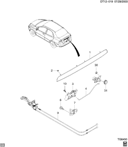 BODY MOLDINGS-SHEET METAL-REAR COMPARTMENT HARDWARE-ROOF HARDWARE Chevrolet Aveo Hatchback (NON CANADA AND US) 2004-2006 T69 REAR COMPARTMENT HARDWARE
