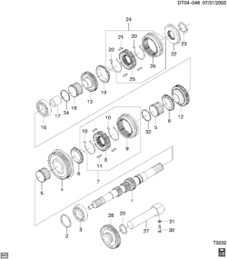 ТОРМОЗА Chevrolet Aveo Hatchback (NON CANADA AND US) 2004-2007 T 5-SPEED MANUAL TRANSMISSION PART 4 (MFG) INPUT SHAFT