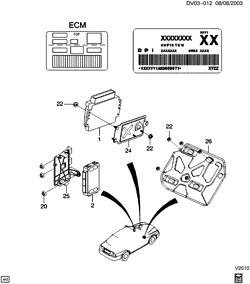 FUEL SYSTEM-EXHAUST-EMISSION SYSTEM Chevrolet Epica 2004-2006 V E.C.M. MODULE & RELATED PARTS (LBK/2.5L)