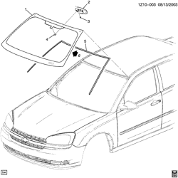 PARE-BRISE - ESSUI-GLACE - RÉTROVISEURS - TABLEAU DE BOR - CONSOLE - PORTES Chevrolet Malibu (New Model) 2004-2007 Z MOULURE DE PARE-BRISE ET FERRURE DE FIXATION